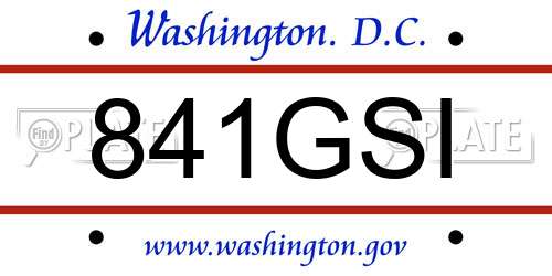 841GSI District Of Columbia License Plate