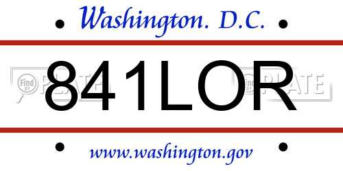 841LOR District Of Columbia License Plate
