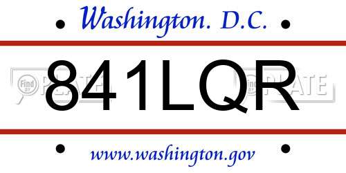 841LQR District Of Columbia License Plate