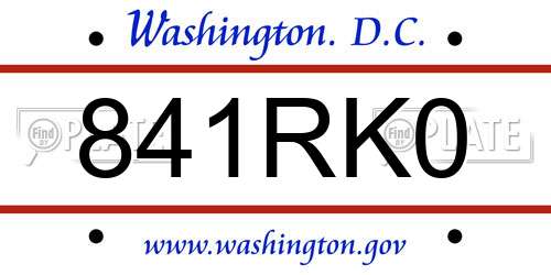 841RK0 District Of Columbia License Plate