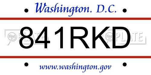 841RKD District Of Columbia License Plate