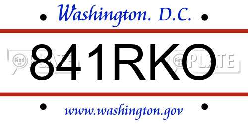 841RKO District Of Columbia License Plate