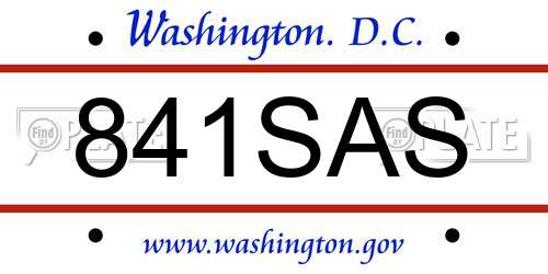 841SAS District Of Columbia License Plate