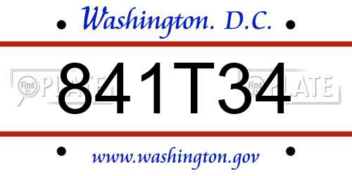 841T34 District Of Columbia License Plate