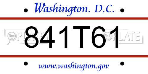 841T61 District Of Columbia License Plate
