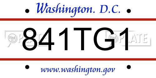 841TG1 District Of Columbia License Plate