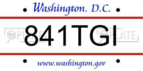 841TGI District Of Columbia License Plate