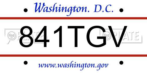 841TGV District Of Columbia License Plate