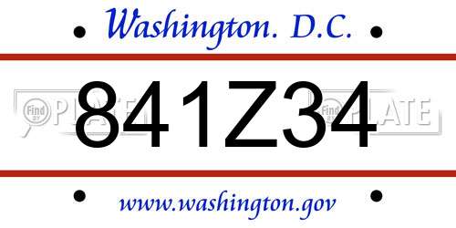 841Z34 District Of Columbia License Plate