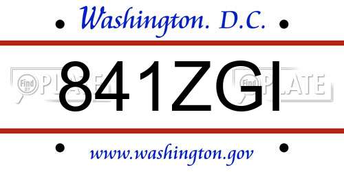841ZGI District Of Columbia License Plate