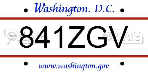 841ZGV District Of Columbia License Plate