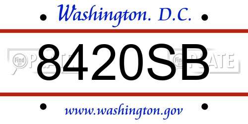 8420SB District Of Columbia License Plate