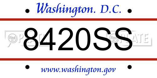 8420SS District Of Columbia License Plate