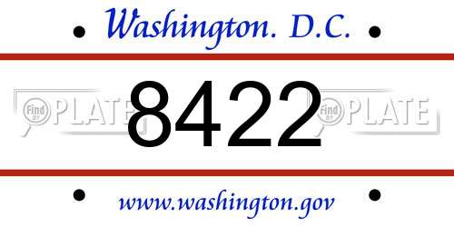 8422 District Of Columbia License Plate