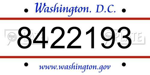 8422193 District Of Columbia License Plate