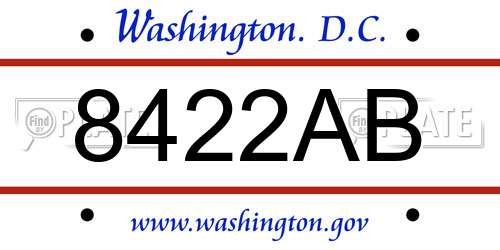 8422AB District Of Columbia License Plate