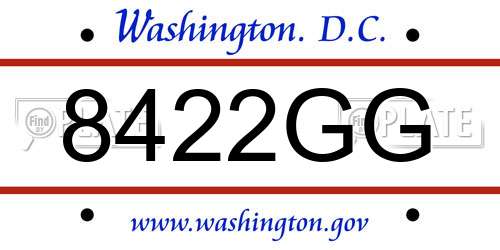 8422GG District Of Columbia License Plate