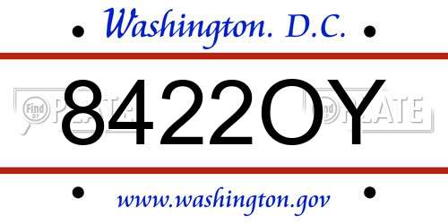 8422OY District Of Columbia License Plate
