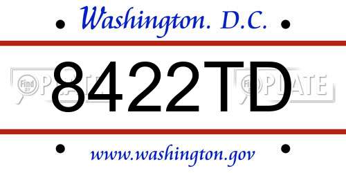 8422TD District Of Columbia License Plate