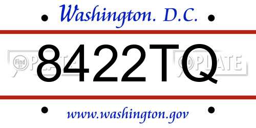 8422TQ District Of Columbia License Plate