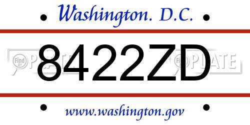 8422ZD District Of Columbia License Plate
