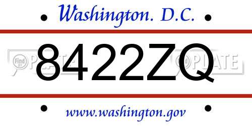 8422ZQ District Of Columbia License Plate