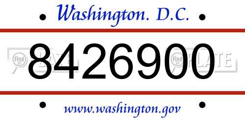 8426900 District Of Columbia License Plate