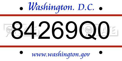 84269Q0 District Of Columbia License Plate