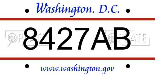 8427AB District Of Columbia License Plate