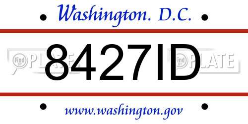 8427ID District Of Columbia License Plate