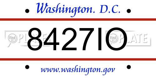 8427IO District Of Columbia License Plate