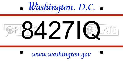 8427IQ District Of Columbia License Plate