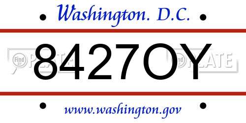 8427OY District Of Columbia License Plate