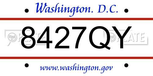 8427QY District Of Columbia License Plate