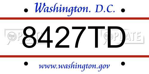 8427TD District Of Columbia License Plate