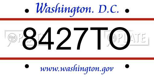 8427TO District Of Columbia License Plate