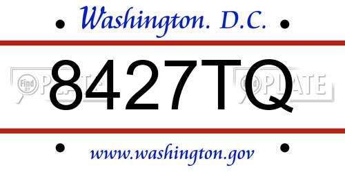 8427TQ District Of Columbia License Plate