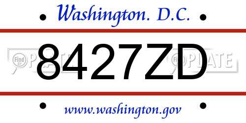 8427ZD District Of Columbia License Plate