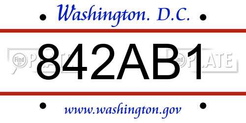 842AB1 District Of Columbia License Plate