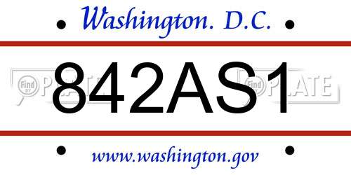 842AS1 District Of Columbia License Plate