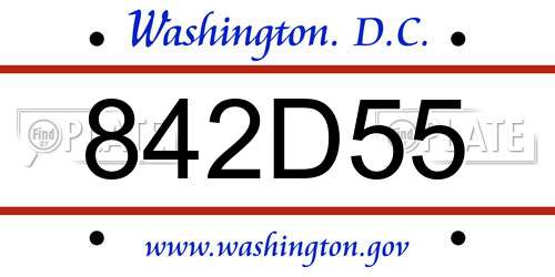 842D55 District Of Columbia License Plate