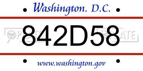 842D58 District Of Columbia License Plate