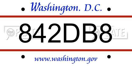 842DB8 District Of Columbia License Plate