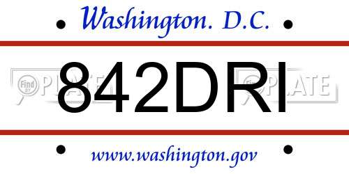 842DRI District Of Columbia License Plate