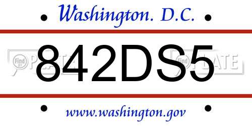 842DS5 District Of Columbia License Plate