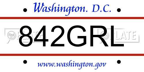 842GRL District Of Columbia License Plate