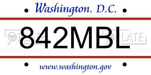 842MBL District Of Columbia License Plate