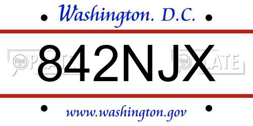 842NJX District Of Columbia License Plate