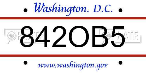 842OB5 District Of Columbia License Plate