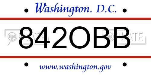 842OBB District Of Columbia License Plate